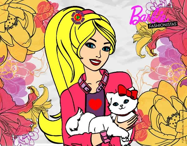 Dibujo de Barbie con su linda gatita pintado por Azulito en ...