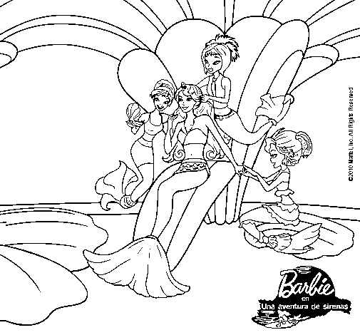 Dibujo de Barbie princesa sirena para Colorear