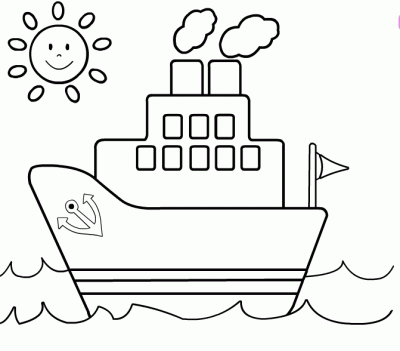 Dibujo de Barco infantil. Dibujo para colorear de Barco infantil ...