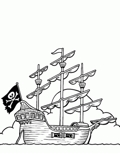 Dibujo de Barco pirata. Dibujo para colorear de Barco pirata. Dibujos ...