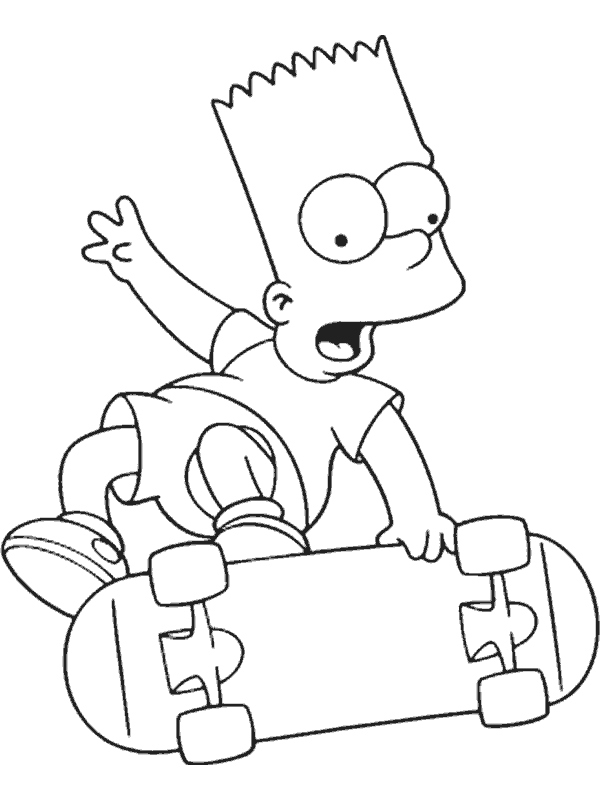 Dibujo de Bart Simpson en Skate | Dibujos de Los Simpson para ...