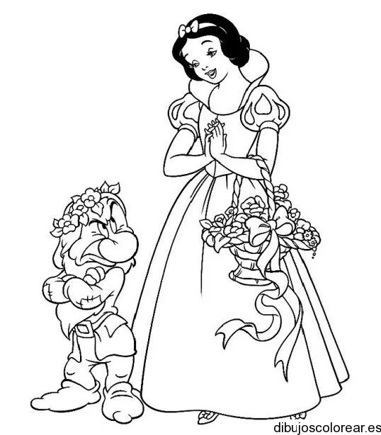 Dibujo de Blanca Nieves y Gruñón | Dibujos para Colorear