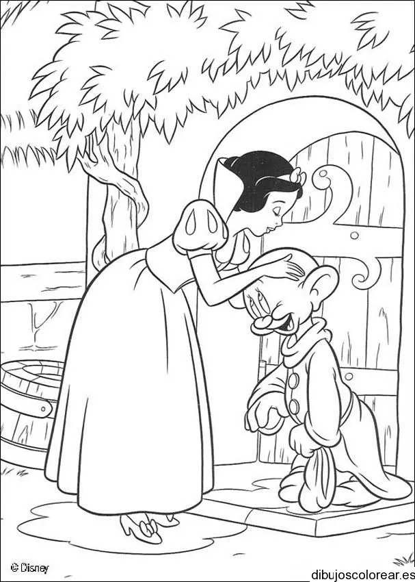 Dibujo de Blanca Nieves y Tontin | Dibujos para Colorear