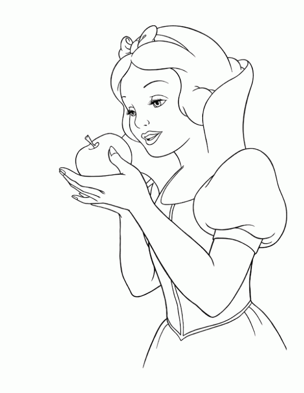 Dibujo de Blancanieves y la manzana para colorear. Dibujos ...