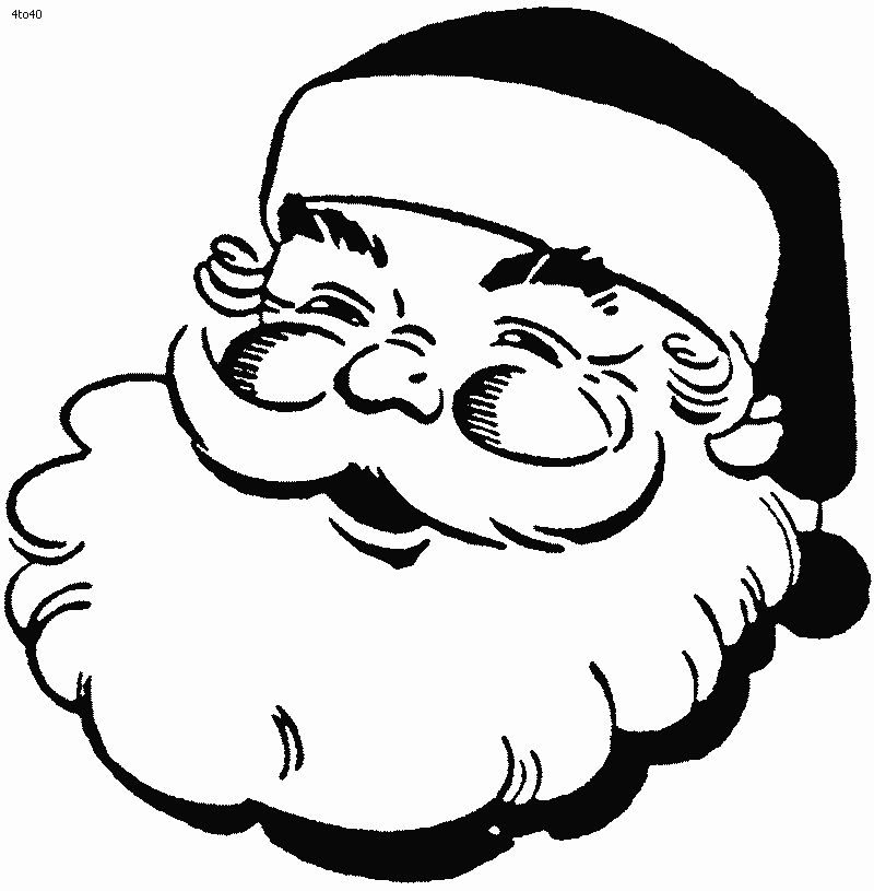 Dibujo en blanco y negro cara de papa noel