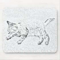 Dibujo blanco y negro de Digitaces del gato Tapete De Ratones por ...