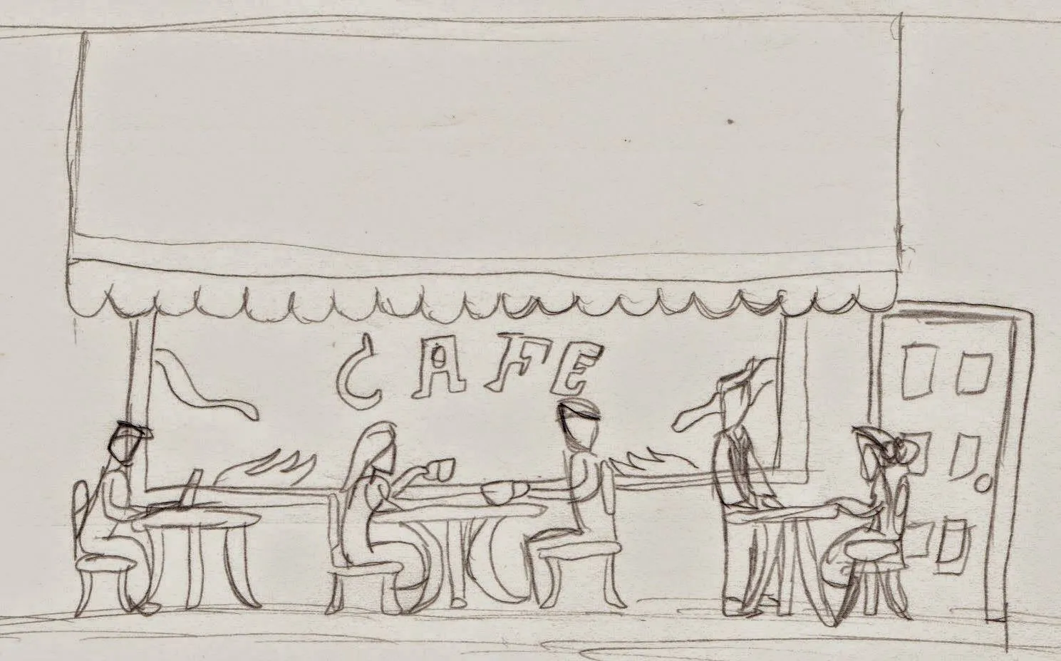 1 Día 1 Dibujo: Boceto/Ilustración Terraza de cafetería