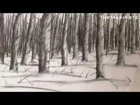 Dibujo de un bosque con nieve, cómo dibujar nieve y paisajes HD ...