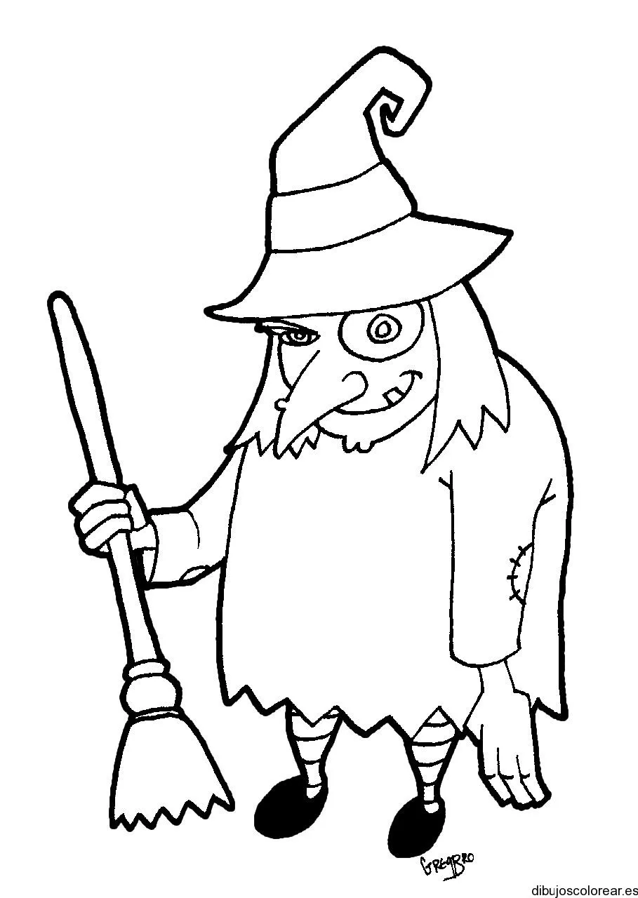 Dibujo de una bruja tuerta | Dibujos para Colorear