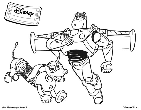 Dibujo de Buzz y Slinky para Colorear