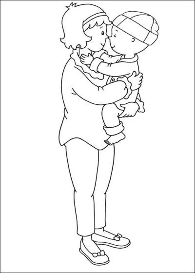 Dibujo de Caillou y su mamá. Dibujo para colorear de Caillou y su ...