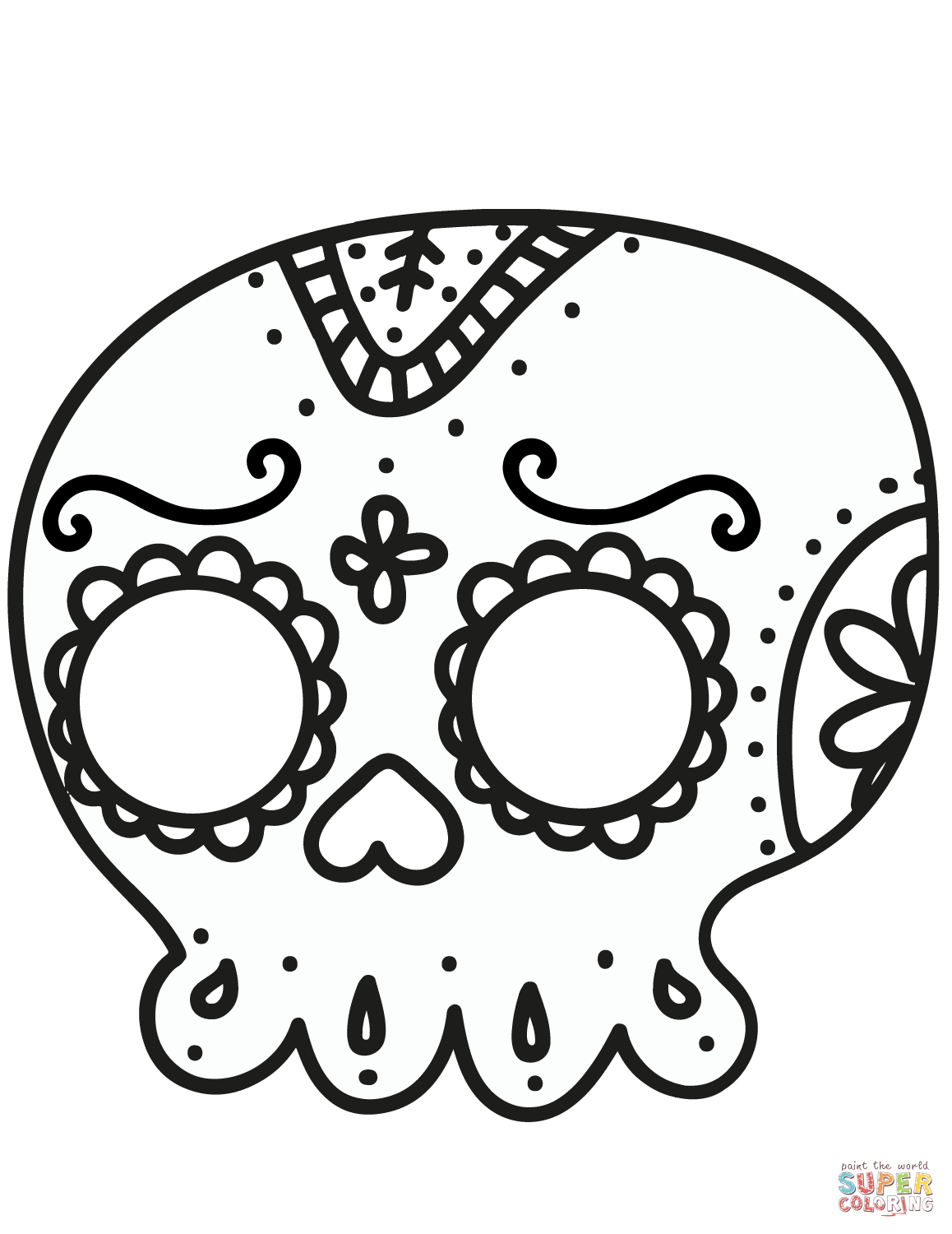 Dibujo de Calavera del Día de Muertos para colorear | Dibujos para colorear  imprimir gratis