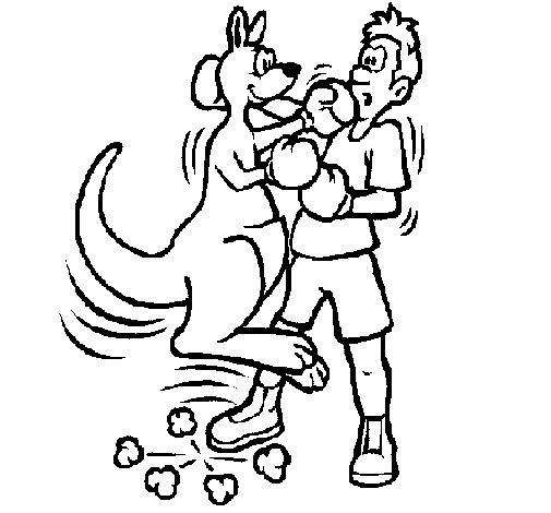 Dibujo de Canguro boxeador para Colorear