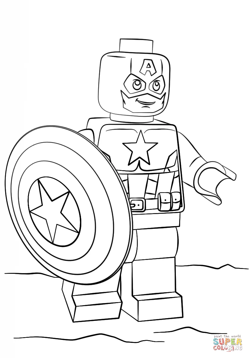 Dibujo de Capitán América de Lego para colorear | Dibujos para ...