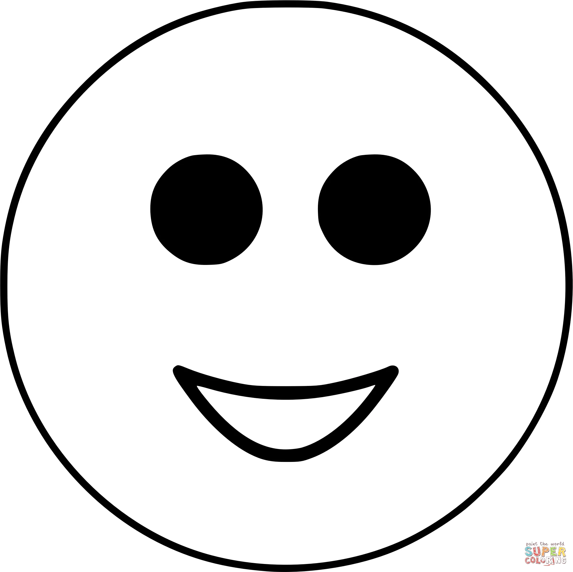 Dibujo de Cara de emoji sonriente feliz en blanco y negro para colorear |  Dibujos para colorear imprimir gratis