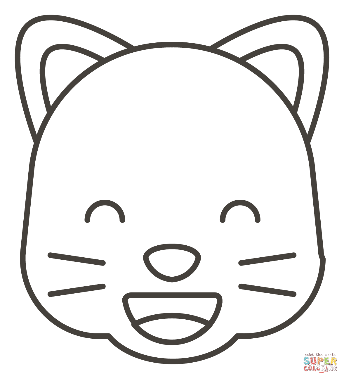 Dibujo de Cara de gato sonriente con ojos sonrientes para colorear |  Dibujos para colorear imprimir gratis