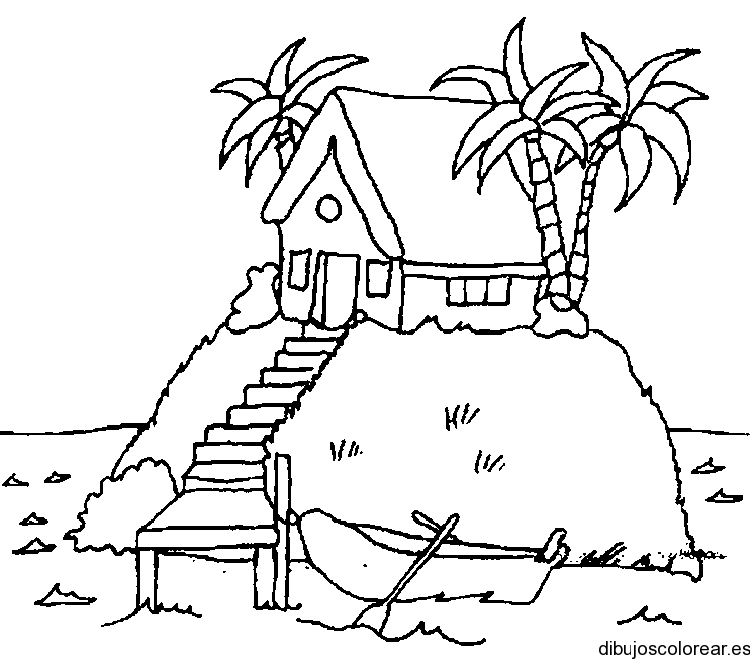 Dibujo de una casa en la playa | Dibujos para Colorear