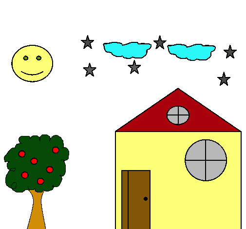 Dibujo de Casita y árbol pintado por Gael123 en Dibujos.net el día ...