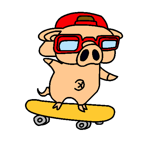 Dibujo de Cerdito graffiti en monopatín pintado por Camila en ...