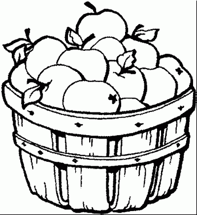 Dibujo de Cesta de manzanas. Dibujo para colorear de Cesta de ...