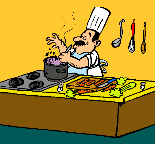 Dibujo de Cocinero en la cocina pintado por Cocinando en Dibujos ...