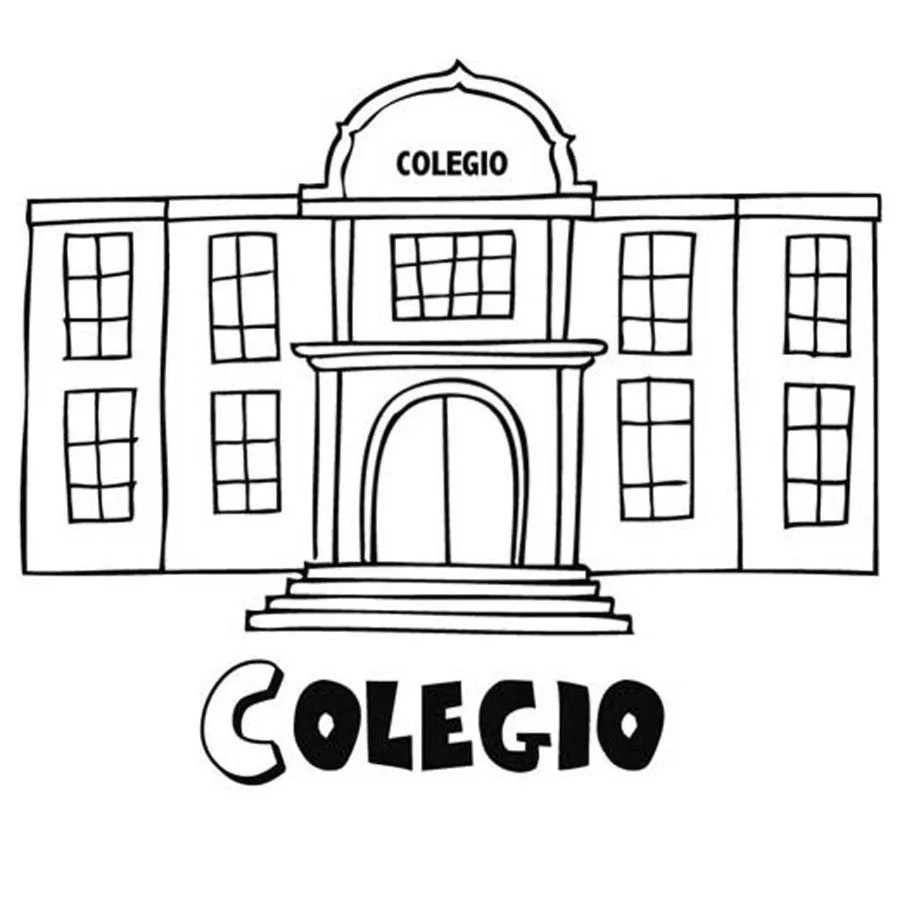 Dibujo de un colegio para imprimir y colorear