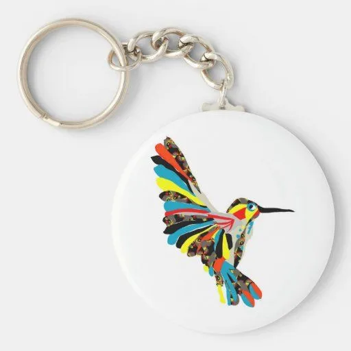 dibujo del colibrí llaveros personalizados de Zazzle.