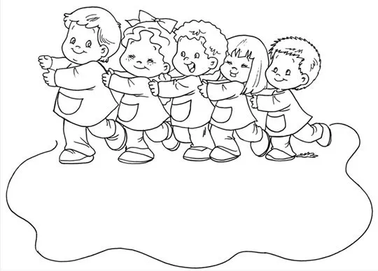 Dibujo color fila niños - Imagui