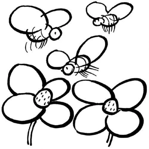 Dibujo para colorear de abejas y flores - Dibujos para colorear de ...