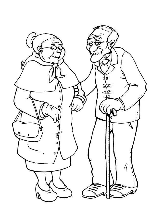 Dibujo para colorear abuela y abuelo - Dibujos Para Imprimir Gratis - Img  23121