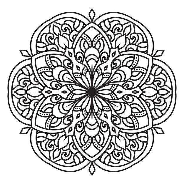 Dibujo para colorear para adultos mandala | Vector Premium