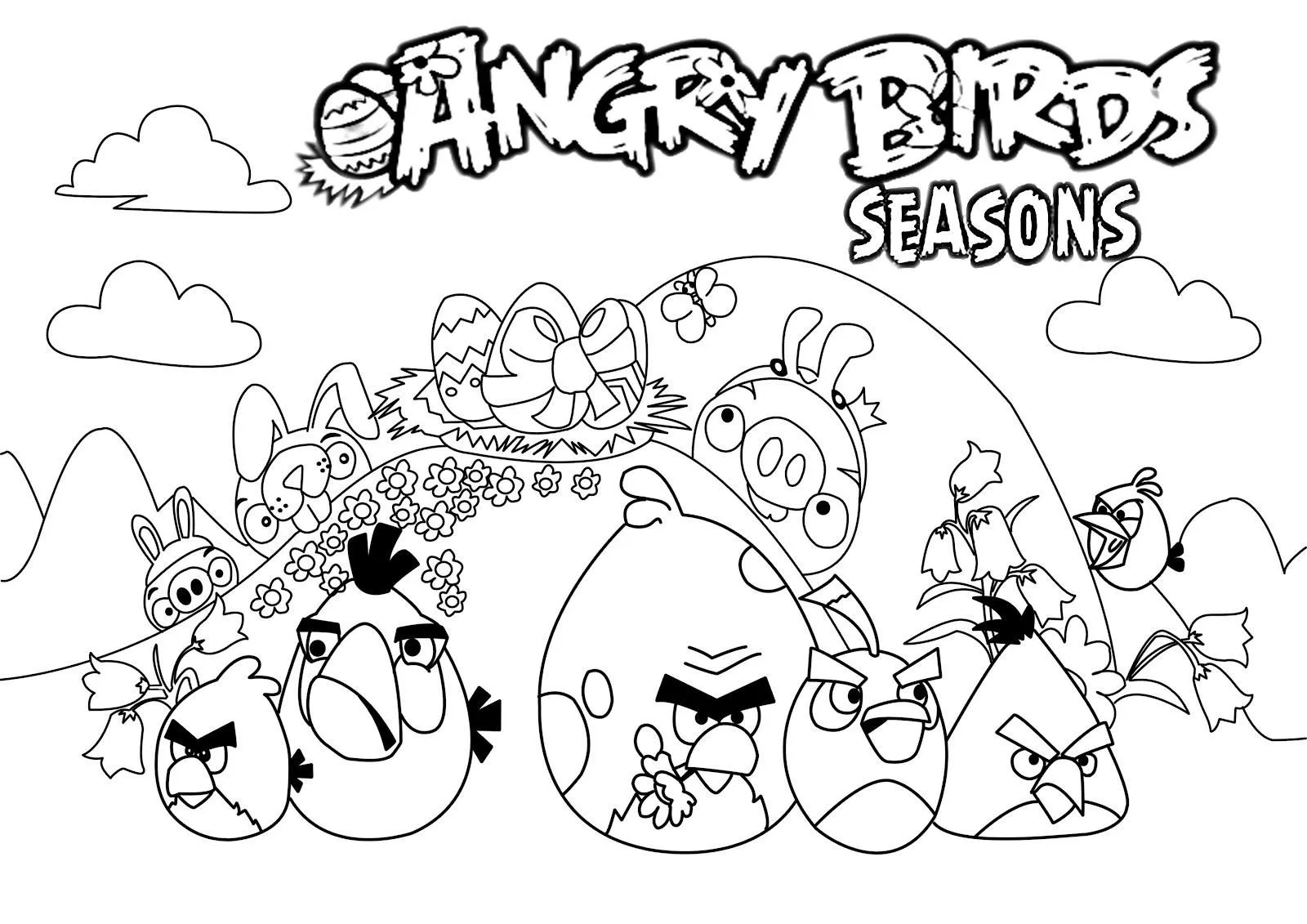 Dibujo para colorear de Angry Birds Seasons: Los Cerdos no ...