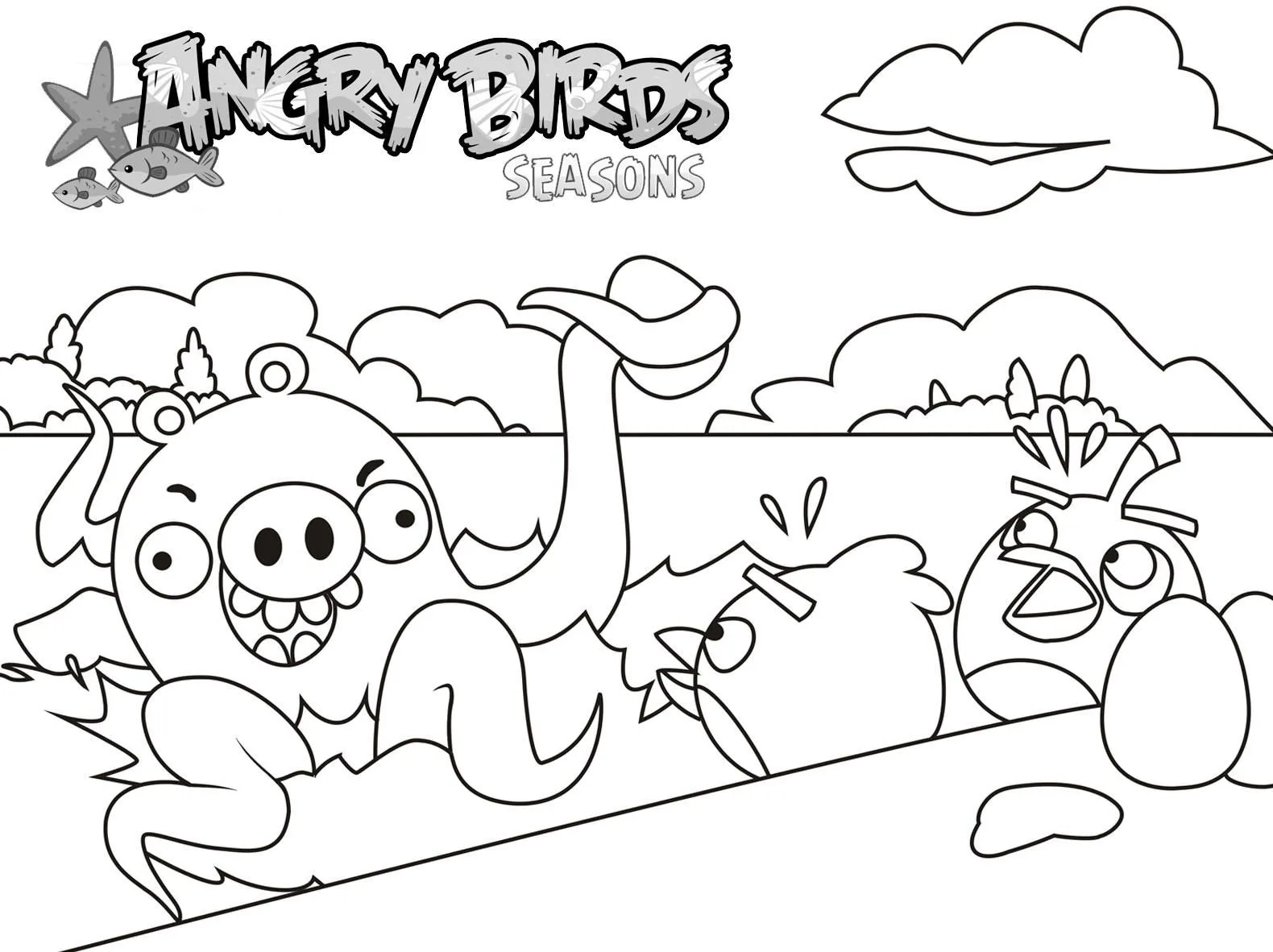 Dibujo para colorear de Angry Birds Seasons: Red y Black ven un ...