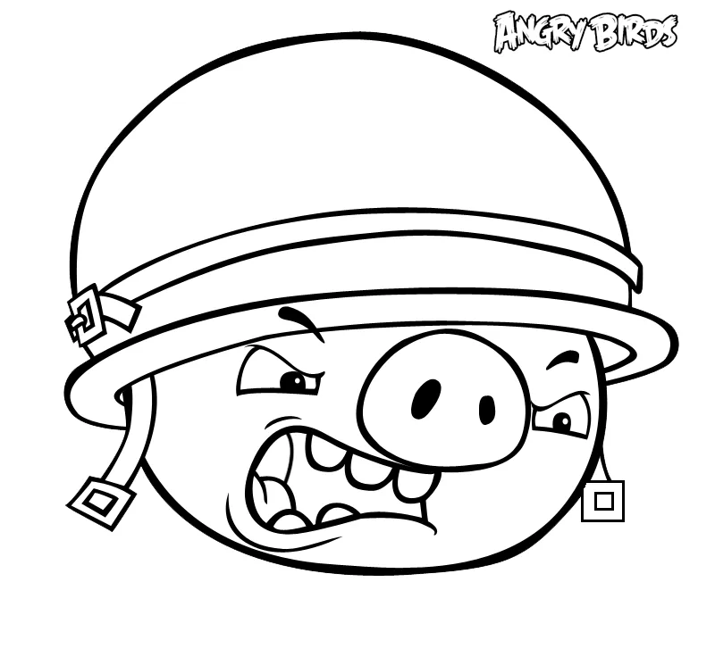 Dibujo para colorear de Bad Piggies: Cerdo con casco enfadado ...