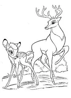 DIBUJO PARA COLOREAR DE BAMBI Y SU MAMA : ACTIVIDADES PARA NIÑOS