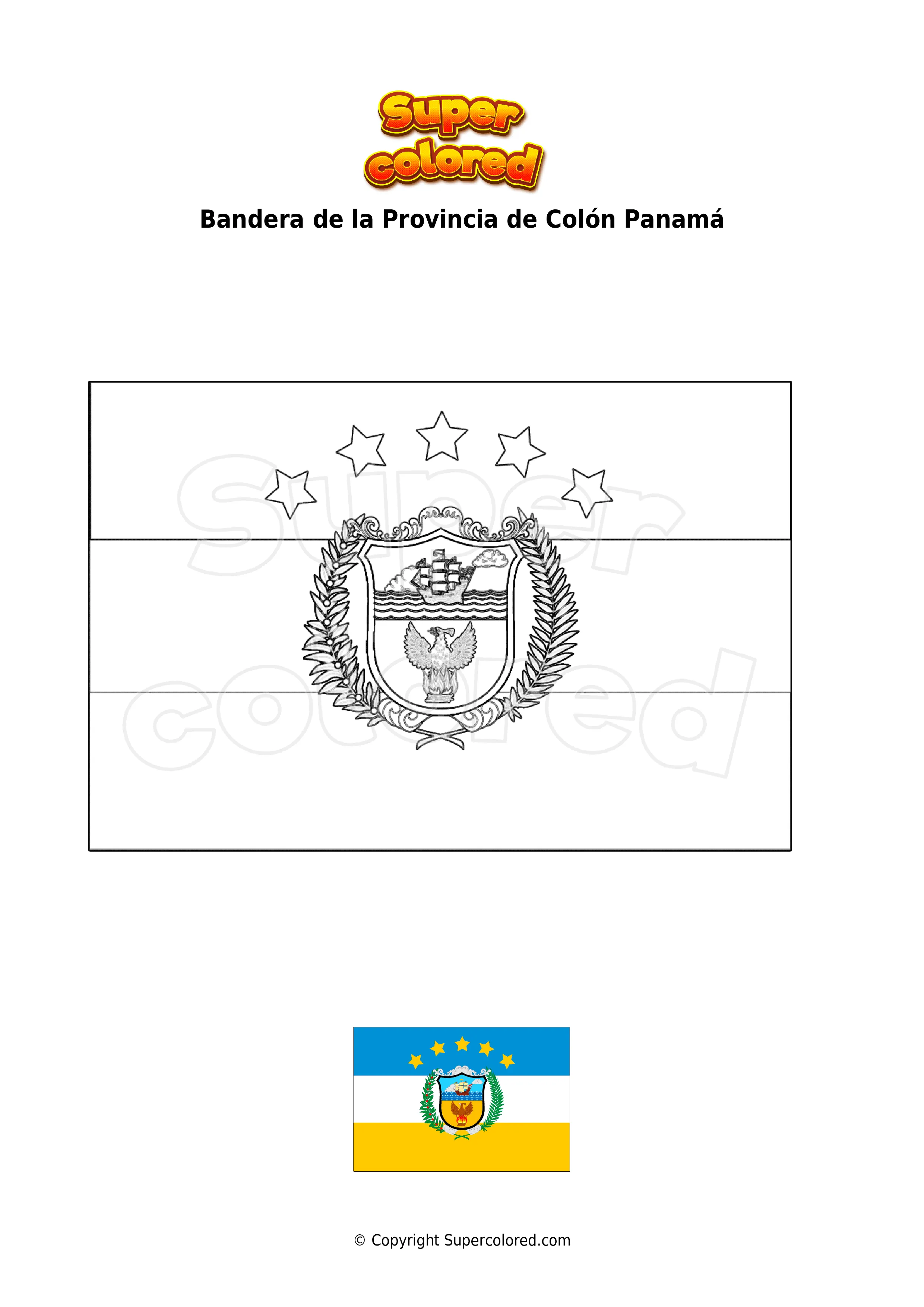 Dibujo para colorear Bandera de la Provincia de Colón Panamá -  Supercolored.com