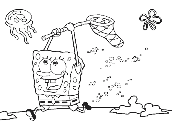 DIBUJO PARA COLOREAR DE BOB ESPONJA CAZA MEDUSAS : ACTIVIDADES PARA ...