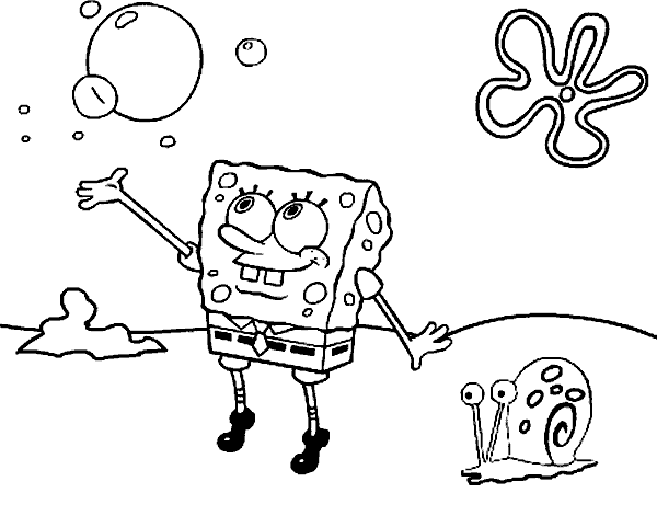 DIBUJO PARA COLOREAR DE BOB ESPONJA Y GARY : ACTIVIDADES PARA NIÑOS