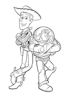 Dibujo para colorear: Buzz y Buddy, personajes Toy Story | Toxiconer