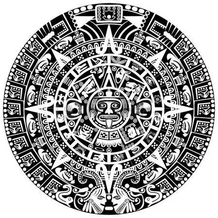 aztec sun: Calendario maya en el fondo blanco Vectores | tatuajes ...