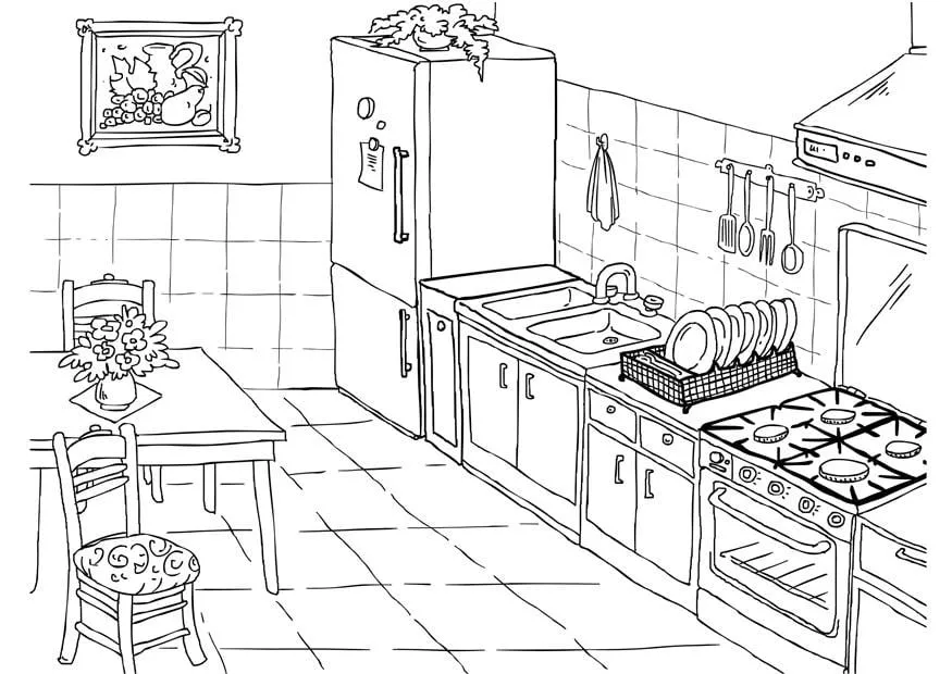 Dibujo para colorear cocina - Img 26224