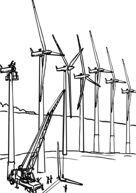 Dibujo para colorear Energía eólica, molinos de viento - Img 28432