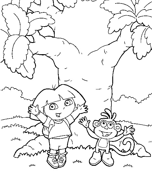 DIBUJO PARA COLOREAR INFANTIL DE DORA LA EXPLORADORA Y BOTAS EN EL ...