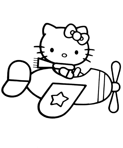 DIBUJO PARA COLOREAR INFANTIL DE LA HELLO KITTY AVIONETA ...