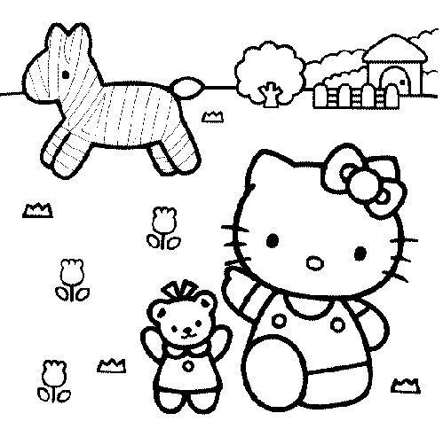 DIBUJO PARA COLOREAR INFANTIL DE LA HELLO KITTY CABALLITO ...