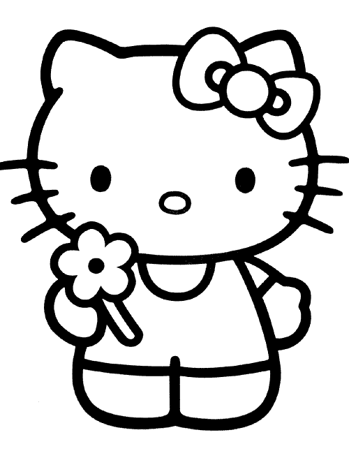 DIBUJO PARA COLOREAR INFANTIL DE LA HELLO KITTY FLORECILLA ...