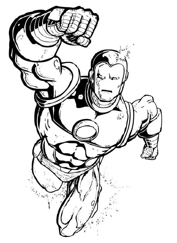 Dibujo para colorear Iron Man volando - Dibujos para colorear IRON MAN