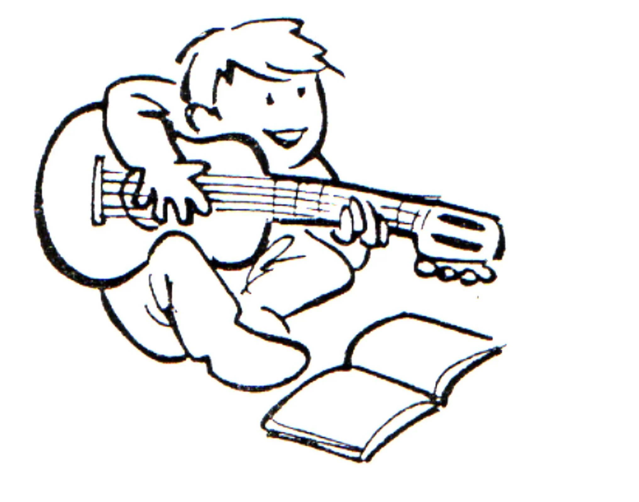 Dibujo para colorear Niño tocando la guitarra 01
