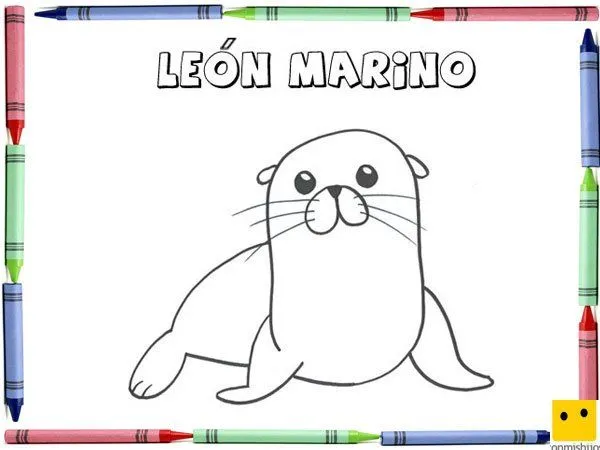 Dibujo para colorear con los niños de un león marino