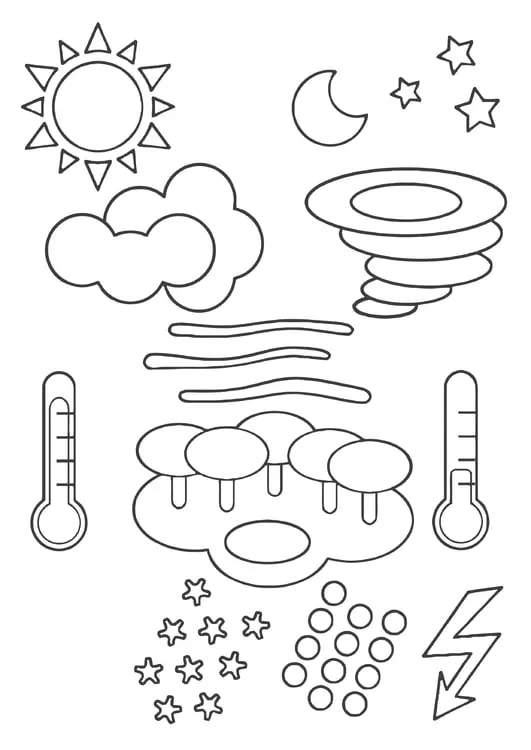 Dibujo para colorear símbolos del tiempo - Img 22443